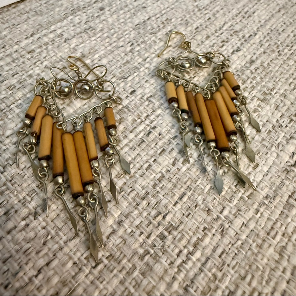 5 for $25!! Vintage Bamboo Bohemian Earrings - Picture 2 of 9